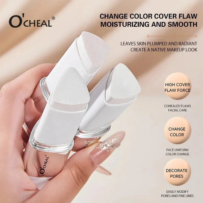 2-in-1 Temperature Changing Foundation Stick Face Concealer Coverage Pores Double-Headed Facial Matte Foundation Cream Makeup Zpaxo