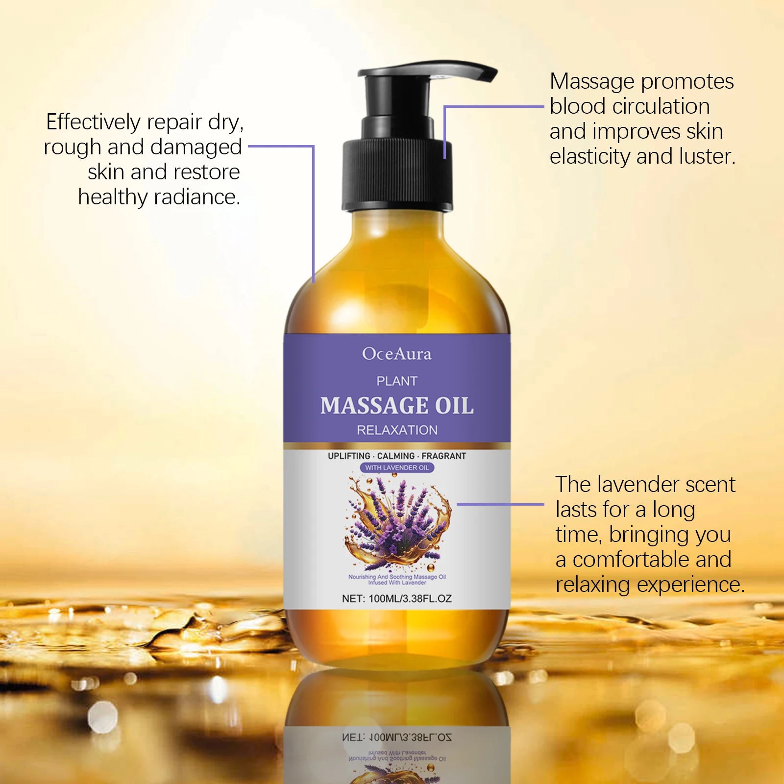 Lavender essential oil, gentle and soothing, moisturizes the skin, has a pleasant fragrance, is easily absorbed, body massage oi Zpaxo