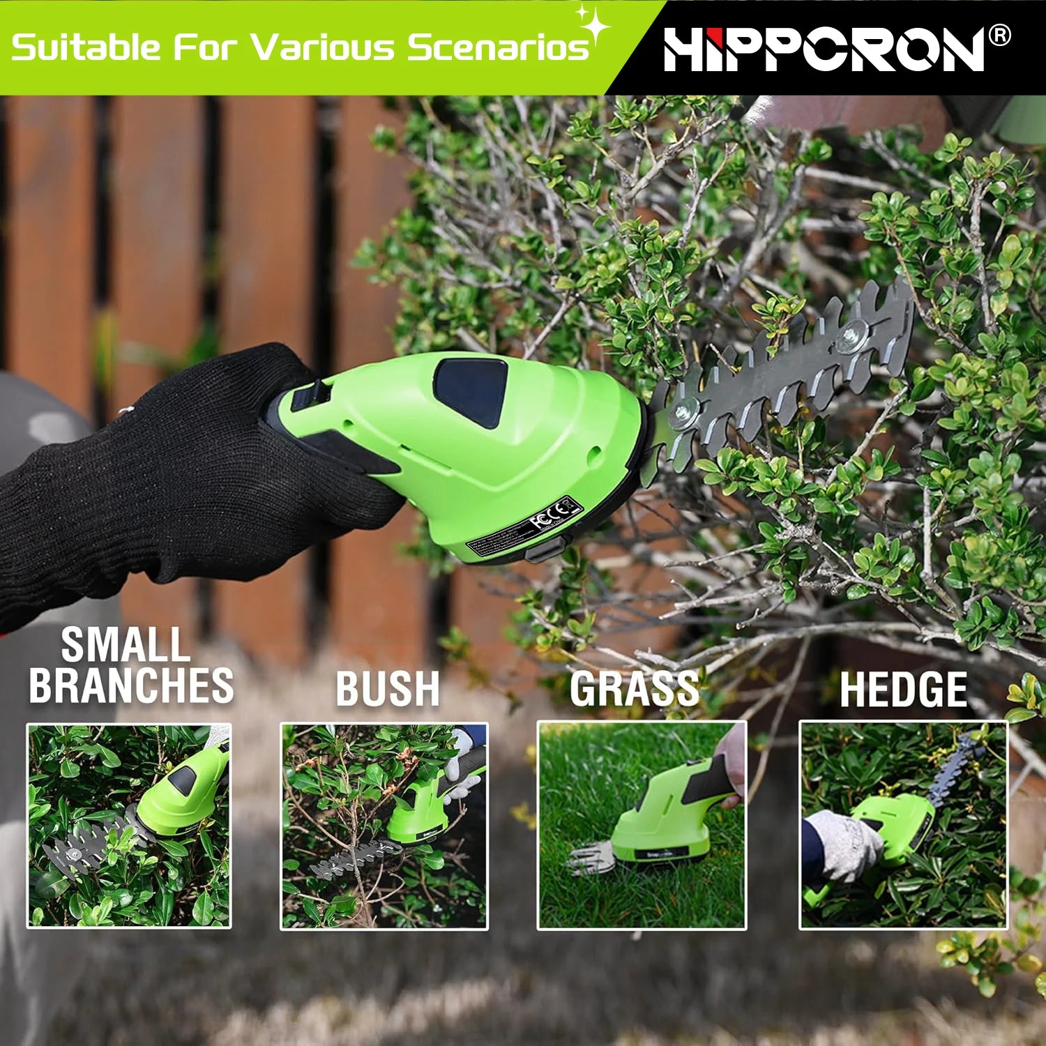 HIPPCRON 1 Portable Hedge Trimmer Cordless Handheld Mower Home Garden