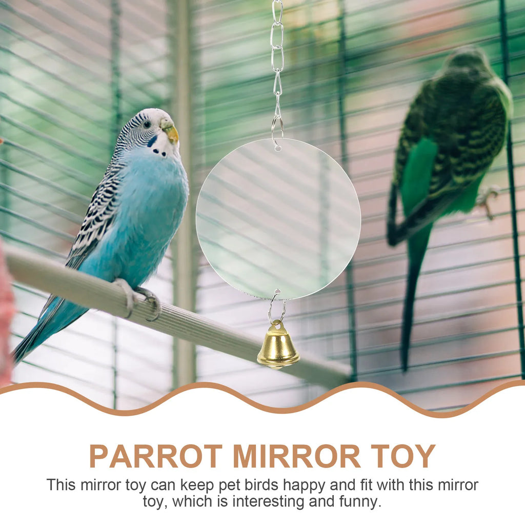 Bird Mirror Parrot Cage Bell Design Decorative Plaything Self Enjoy