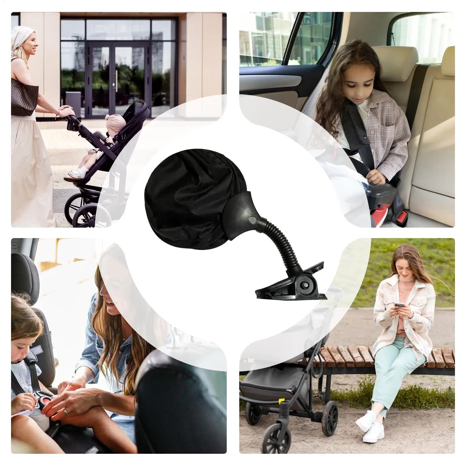 Stroller Shade Upf50 UV Protection Portable Round Car Seat Canopy Zpaxo