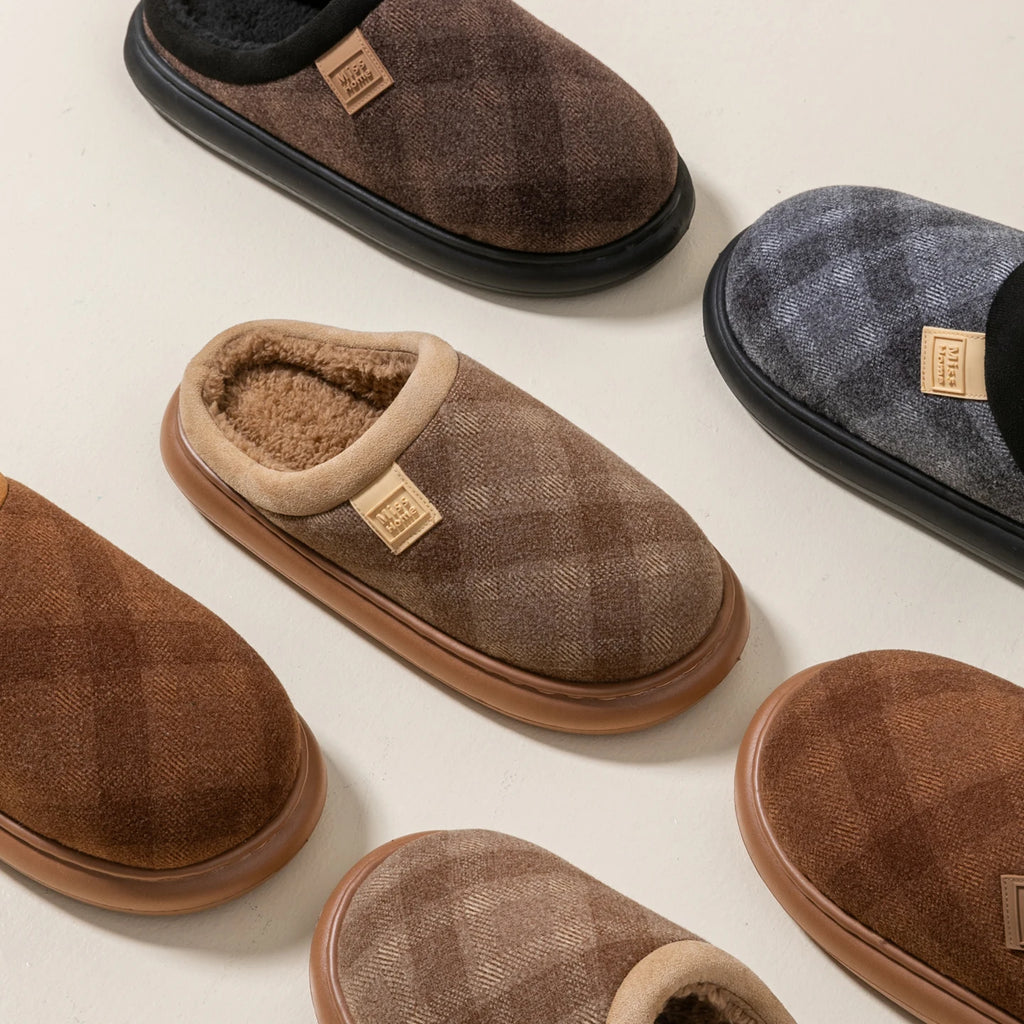Men's Winter Slippers Non-slip Fleece-lined Thick Sole Comfortable