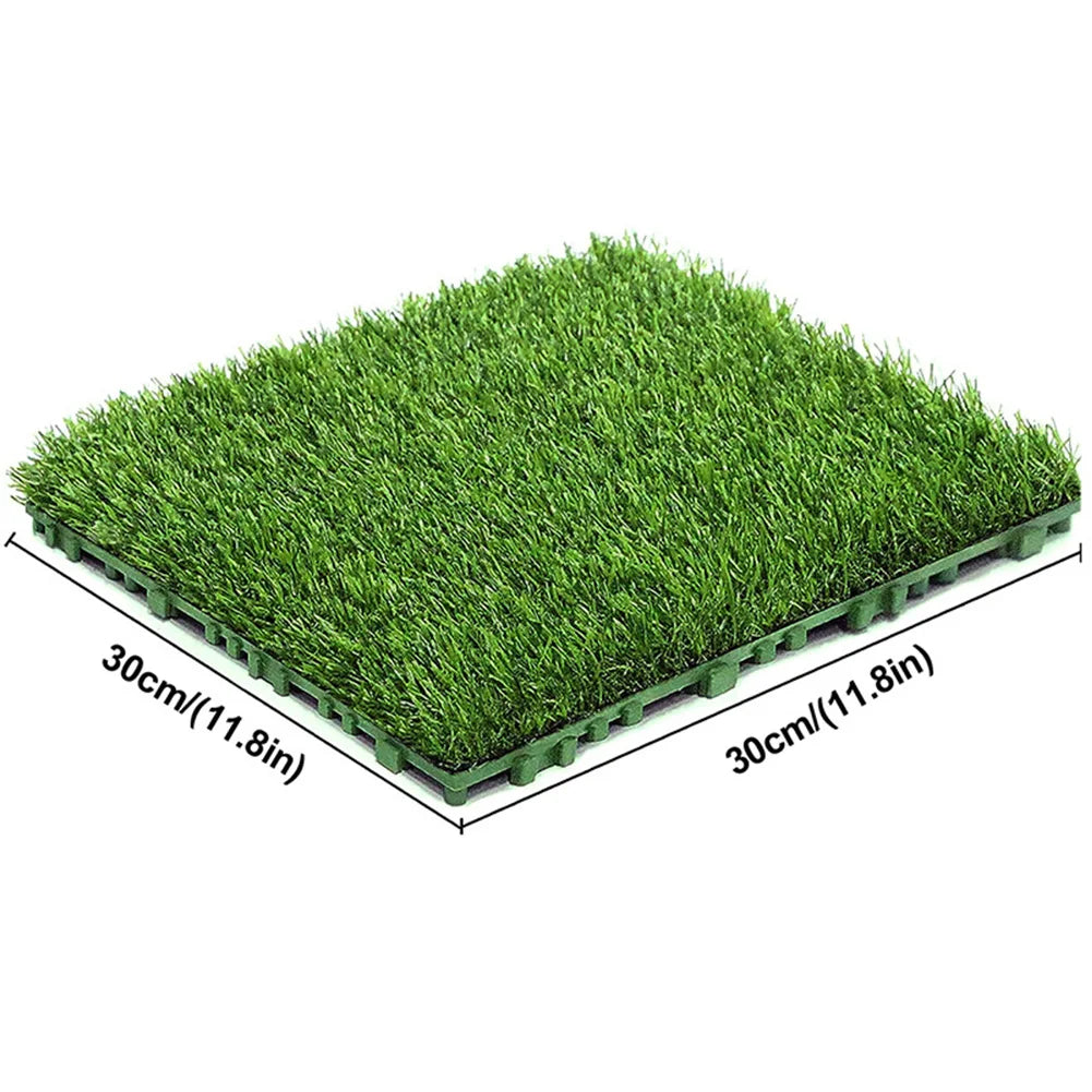 10 Pcs 12 Inchx12 Inch Square Artificial Grass Mat Green Interlocking Grass Flooring Tiles Turf Mat Grass Rug for Indoor Outdoor Zpaxo