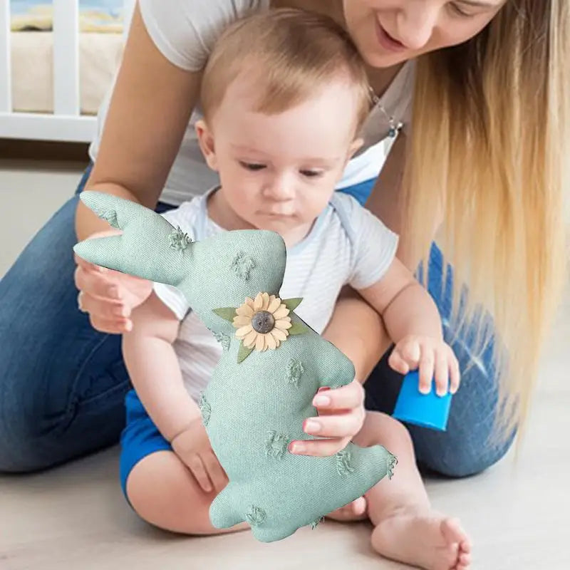 Rabbit Doll Toy Bunny Kids Pillow Easter Plush Cute Rabbit Doll With Flower Design Comfortable Plush Rabbit Toy For Kids Boys Zpaxo