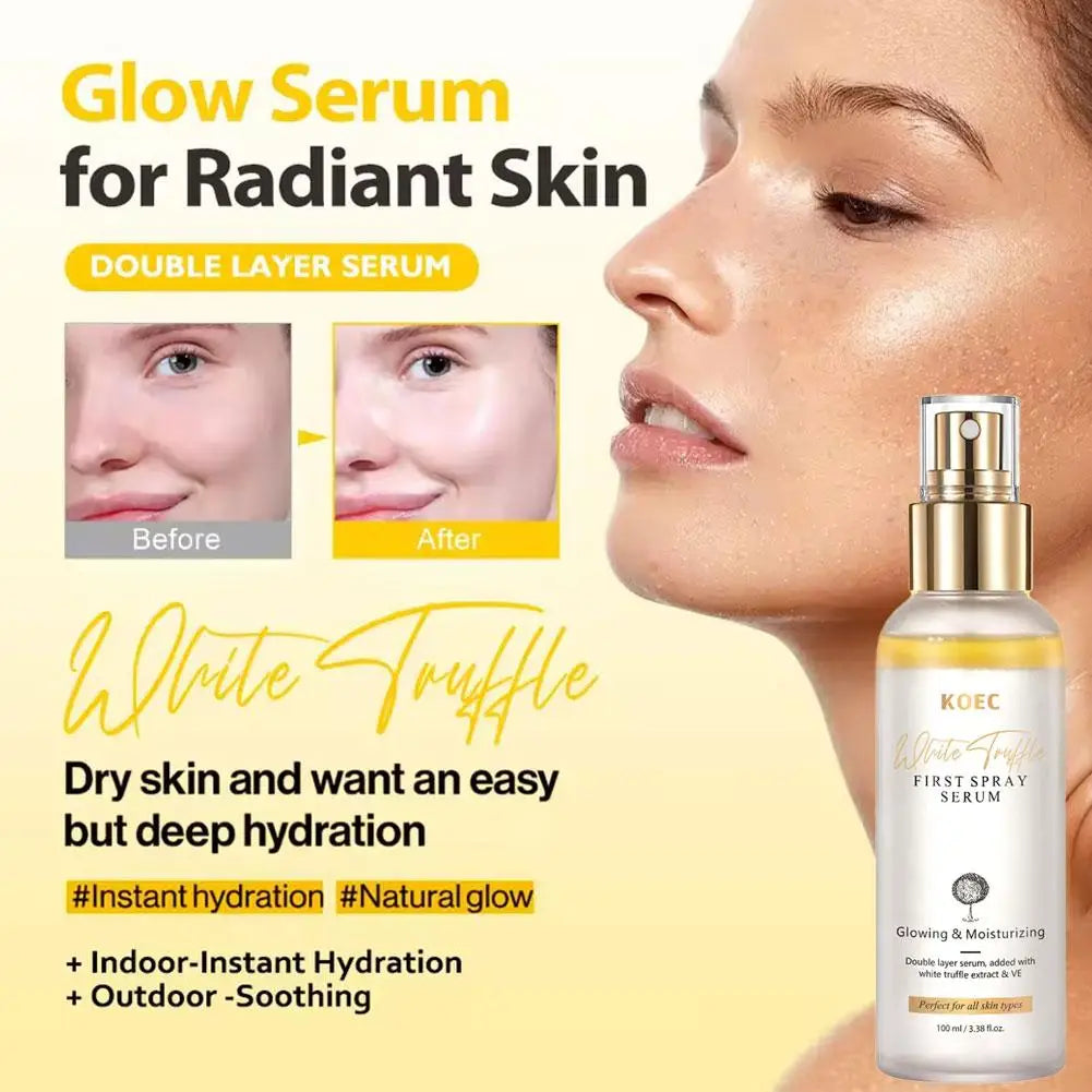 White Truffle Glow Serum Spray – Vitamin E, Niacinamide & Hyaluronic Acid Facial Serum Spray Zpaxo