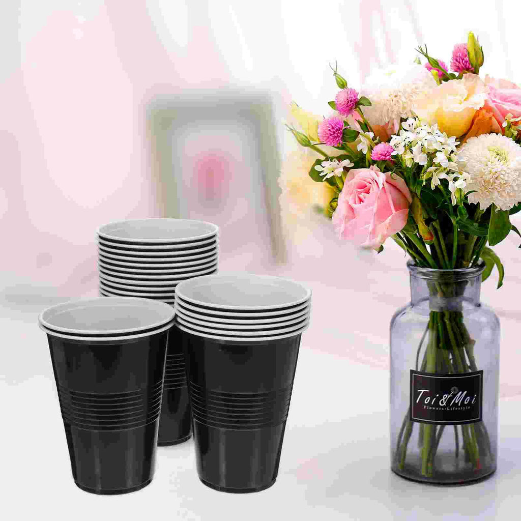 20pcs Decor Disposable Party Cup Birthday Decoration (rose Red 16oz Plastic ) Cups for Drinking Water Beverage Black Zpaxo