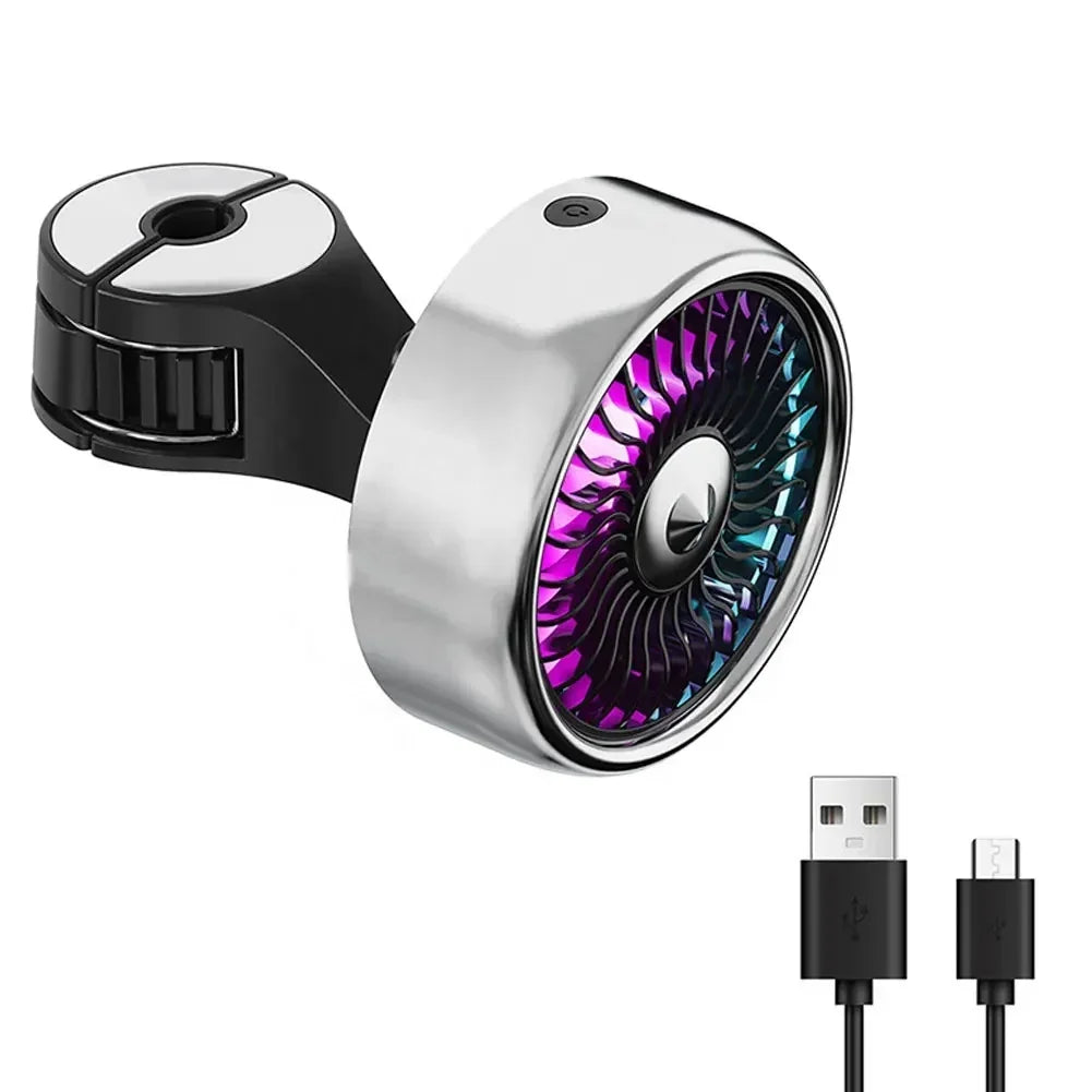 USB Car Fan Dual Head RGB 3-Speed Rear Seat Cooler | Zpaxo