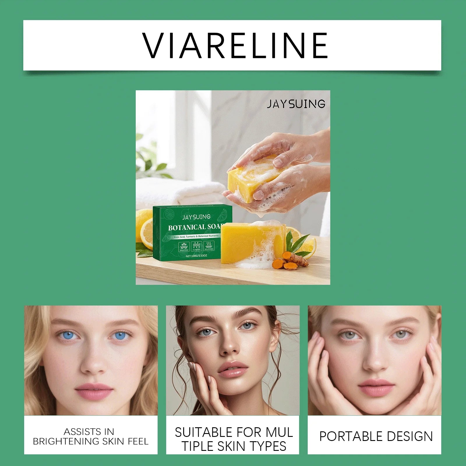 Jaysuing Turmeric Botanical Soap – Cleanse, Moisturize & Exfoliate Botanical Bar Soap Zpaxo