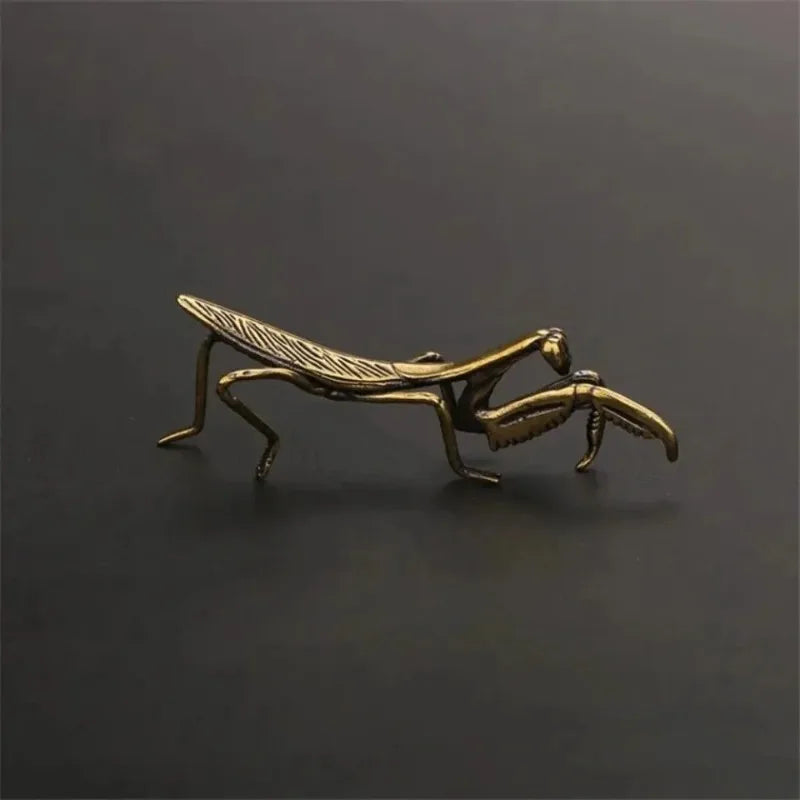 Copper Mantis Miniature Figurine – Vintage Tea Pet & Pot Decor Miniature Figurine Zpaxo