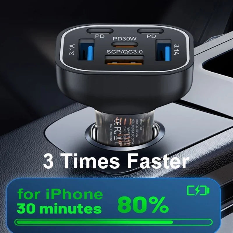 UYUXIO 1 USB C Car Charger Adapter PD 30W Multi Ports Fast Charge