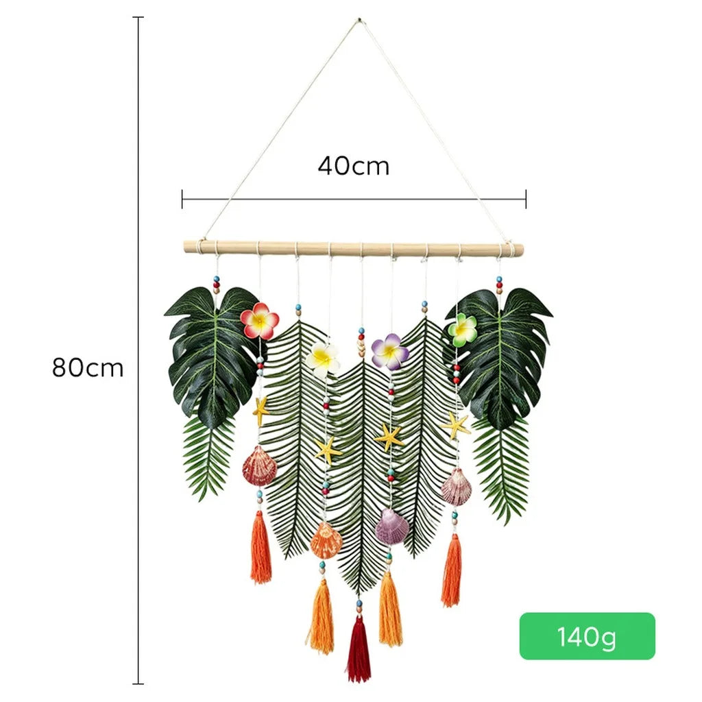 Boho Leaf Wall Tapestry – Hand Woven Forest Style Decor Wall Tapestry Zpaxo Green