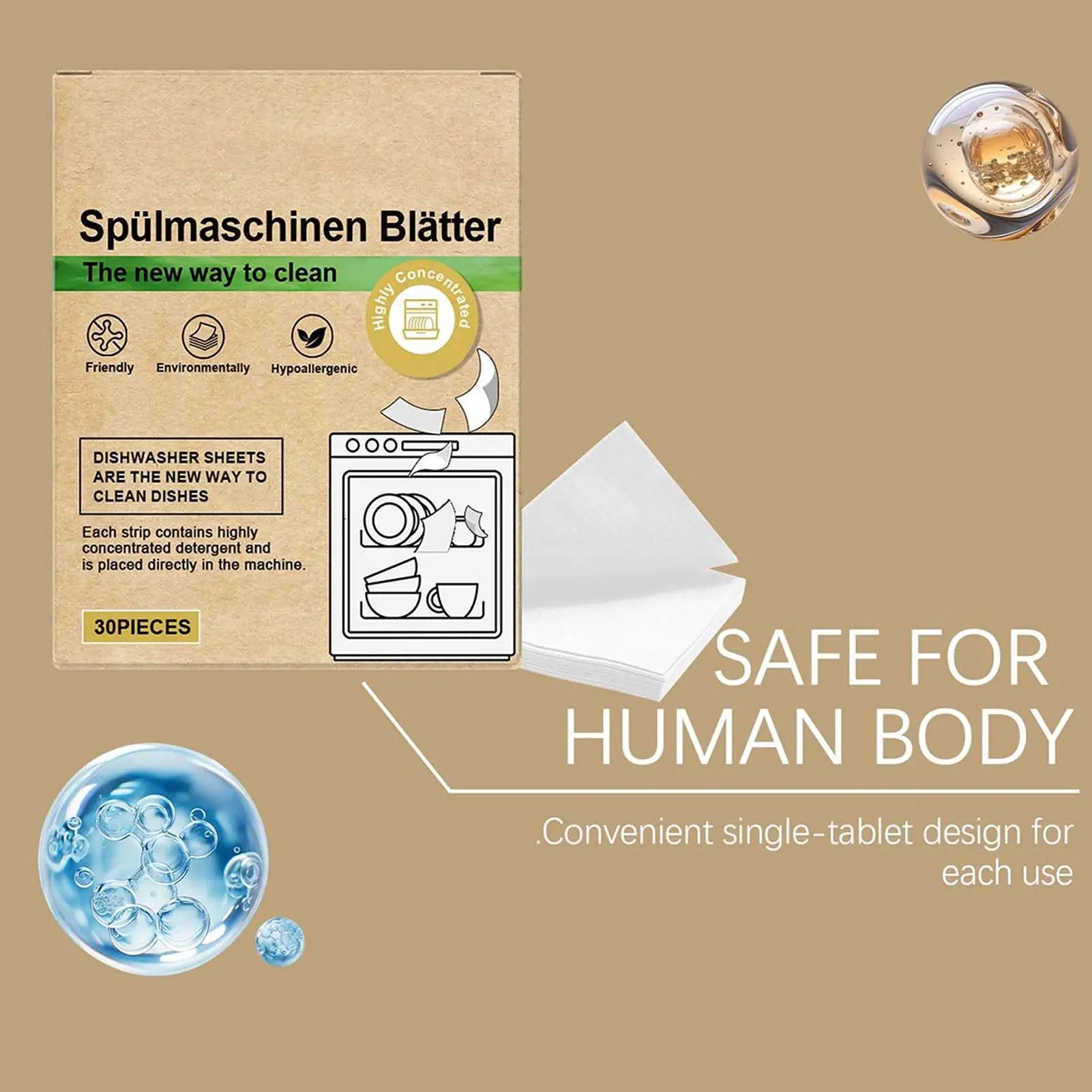 Eco-friendly Dishwasher Detergent Sheets Natural Cleaning Strips