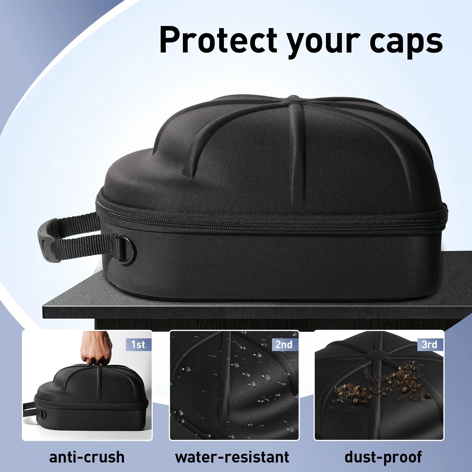 1pc Baseball Hat Travel Bag Baseball Cap Travel Case Storage Carrier Box Display Bag Eva Baseball Cap Carrying Bag Zpaxo
