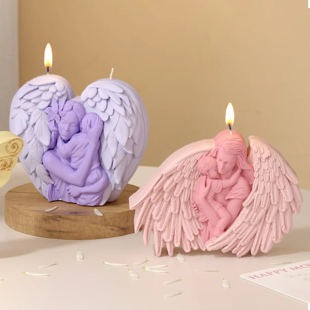 Angel Mother and Baby Candle Silicone Mold for Mother's Day DIY Aroma Soap Gypsum Wax Clay Craft Ornament Making Mold Home Decor Zpaxo