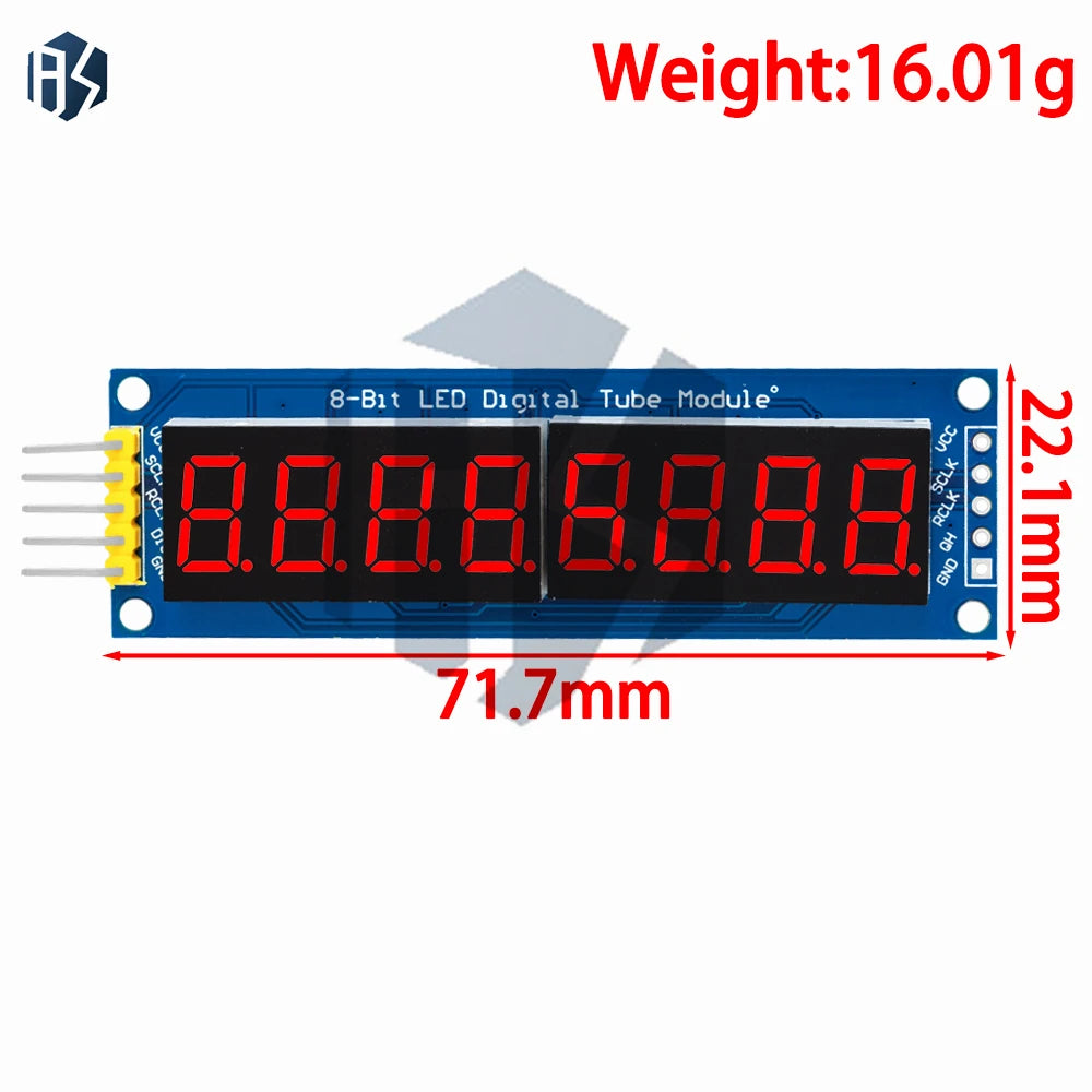 BAISHUN 8-Digit Red Segment Driver Board 74HC595 3-Wire Serial LED Zpaxo Default Title
