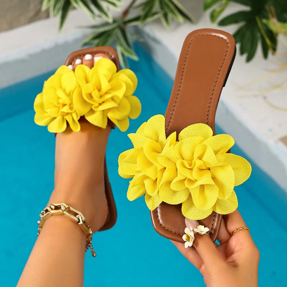 2026 Summer Series Women's Flat Bottom Leaky Toe Flower Decoration