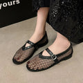 Sexy Women Sandals Fashion Mesh Ballet Mary Jane Shoes Summer Walking Zpaxo black 37