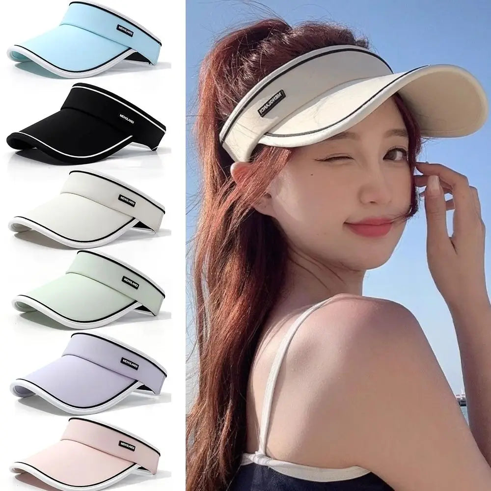 Fashionable UV Protection Women Sun Hat Breathable Elastic Adjustable Sports Visor Wide Brim Beach Hat Summer Outdoor Zpaxo