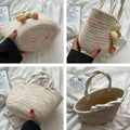 Wickerwork Tote Bag Women Hand Niche Design Casual Woven Rope Handbag Zpaxo random colro