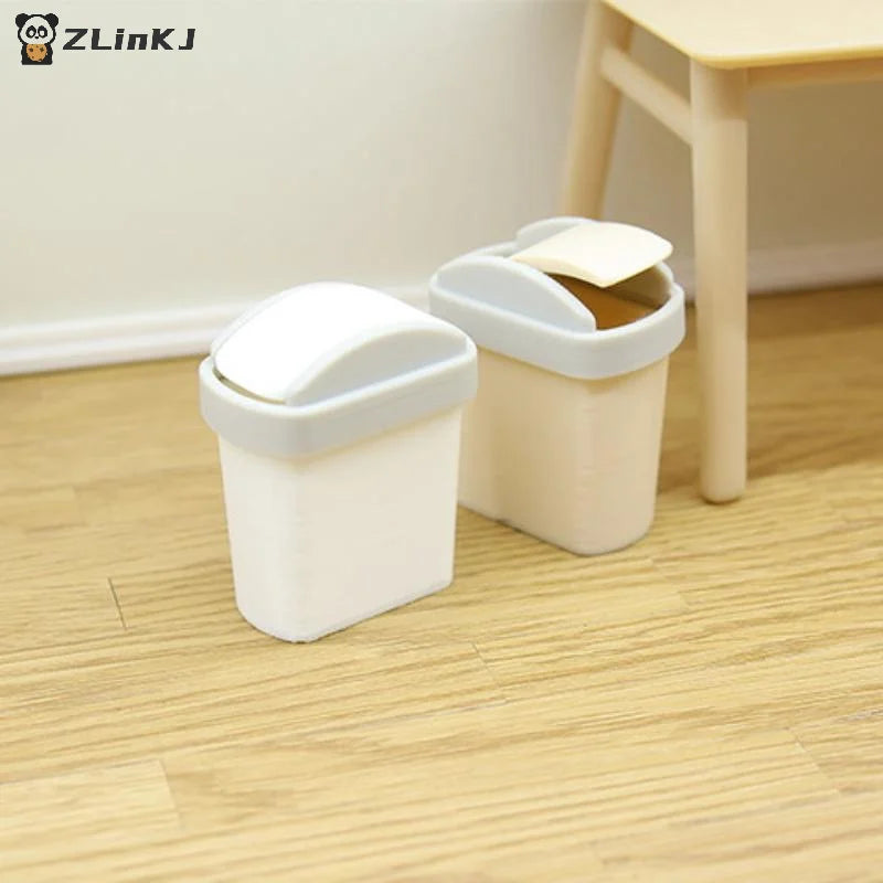 ▶1Pcs Mini Flip Cover Trash Can Dustbin Miniature Toy Model Scene Doll House Accessories Simulation Mini Waste Bin Zpaxo