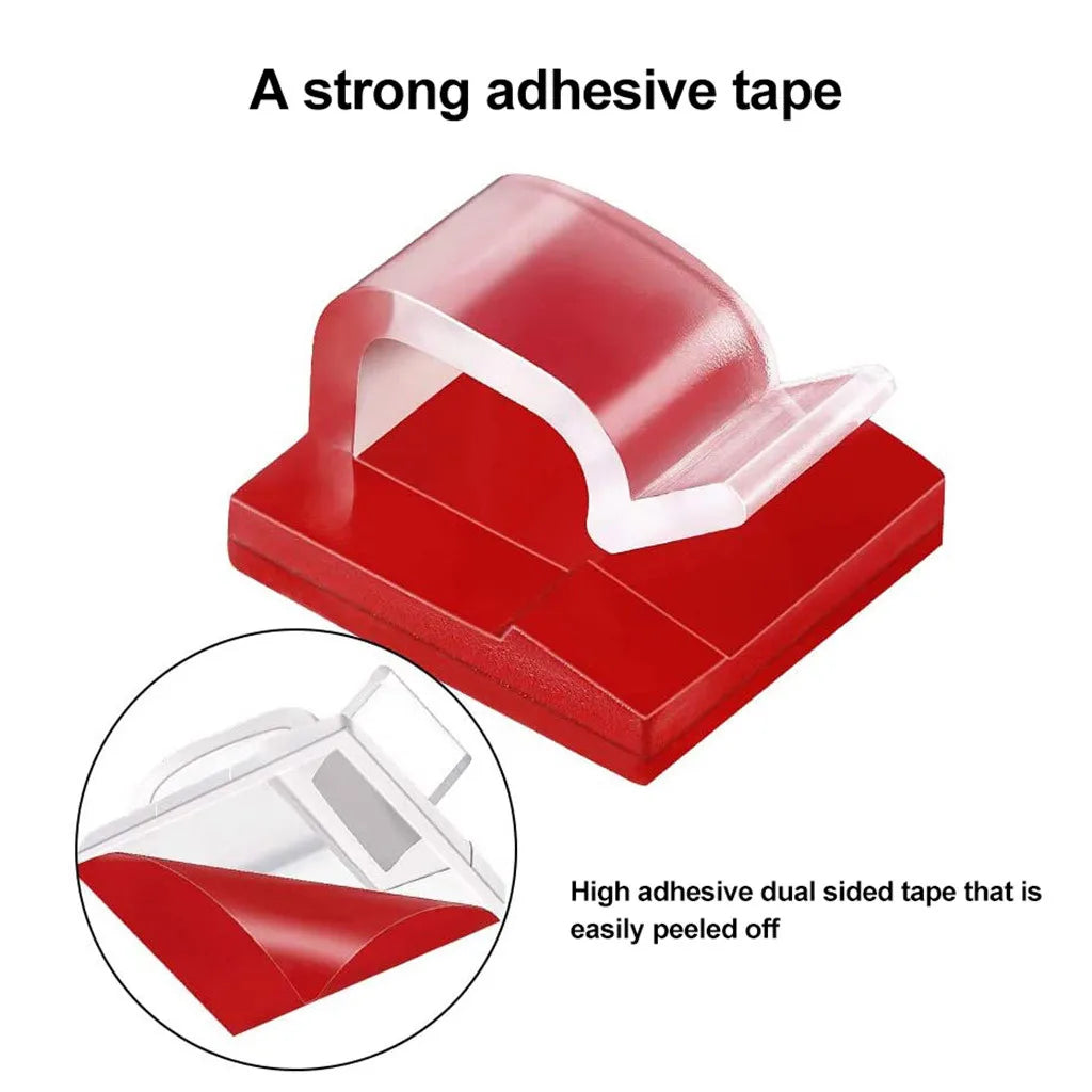 10 20 Self Adhesive Cable Clip Cord Management Wire Holder Desk Clamp