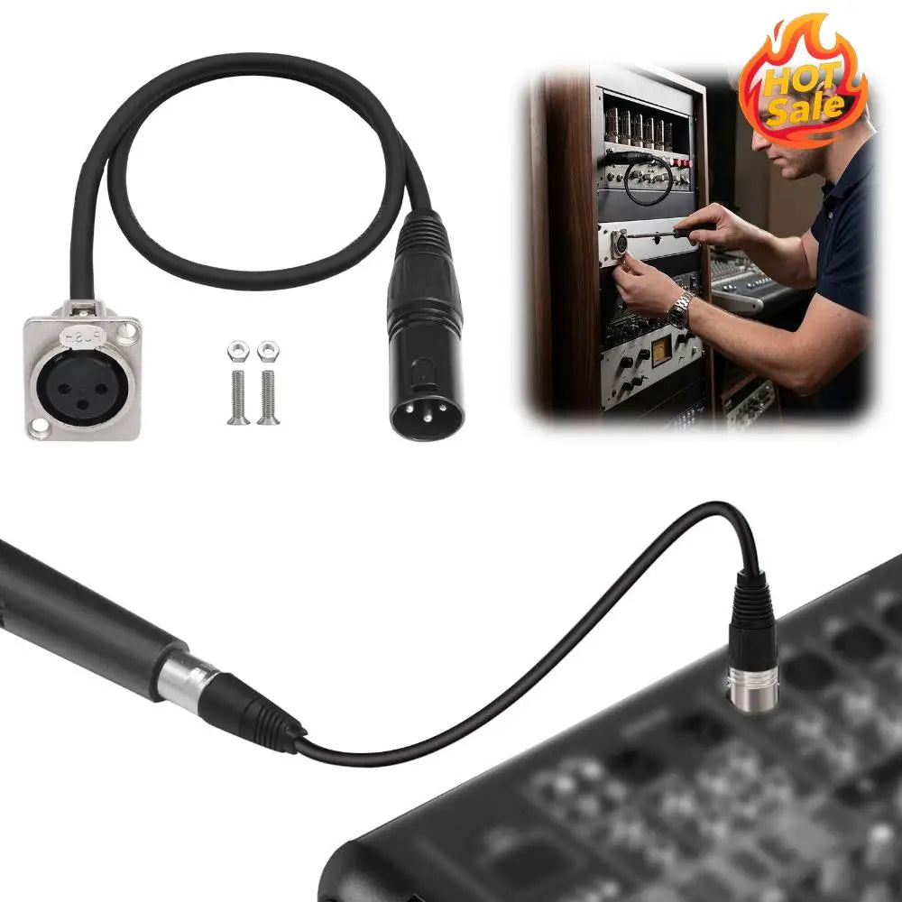 3Pin Pass Through Connector Male To Female XLR Pass Through Cable No Solder with Mounting Screws for Pro Audio Installation Zpaxo