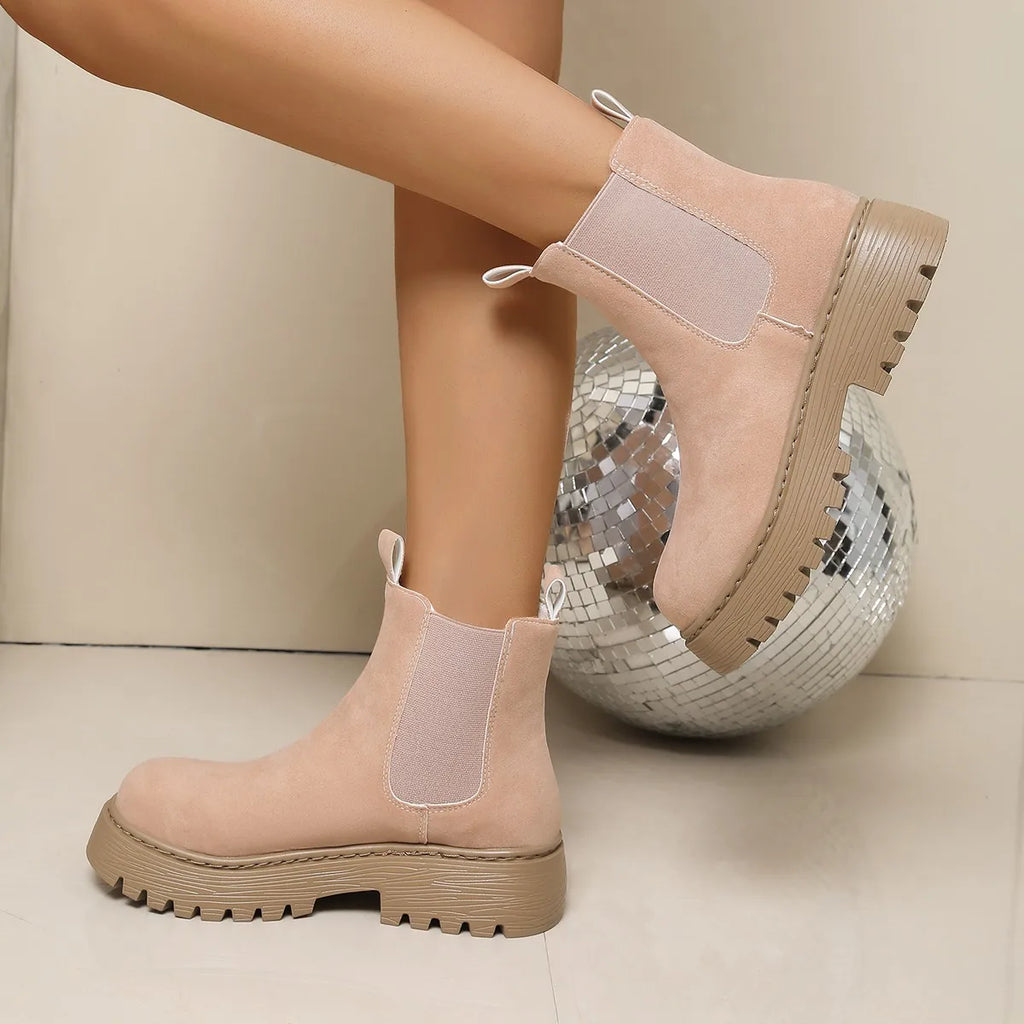 Women Ankle Boots Round Toe Comfortable Women Short Boots Large Size Square Heel Shoes Leisure Daily Concise Shoes for Women Zpaxo