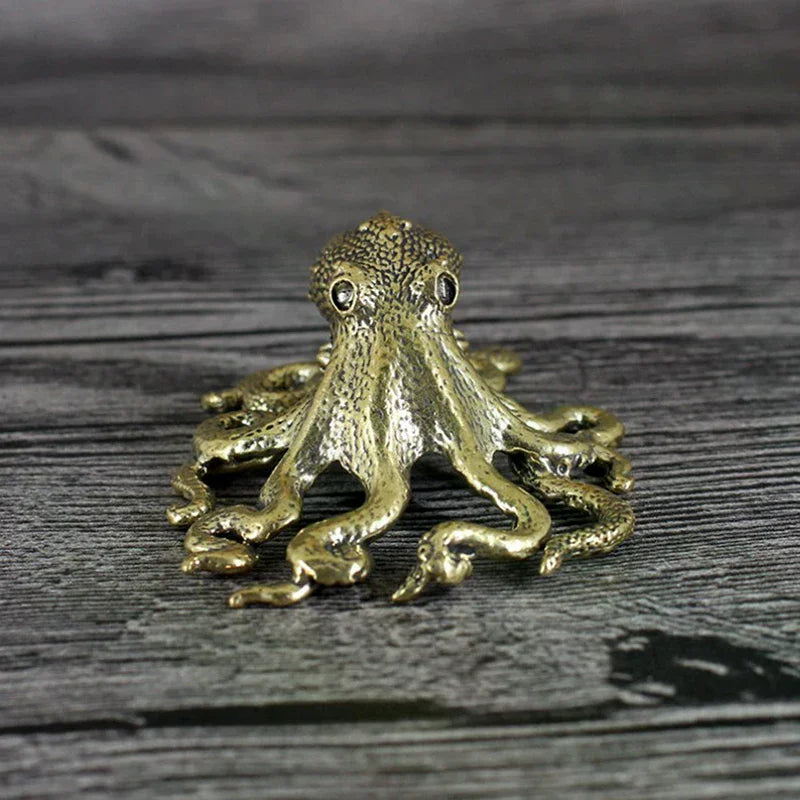 Brass Copper Animal Figurines Miniatures Desk Ornament Accessories Creative Table Craft Antique Octopus Home Decoration Zpaxo