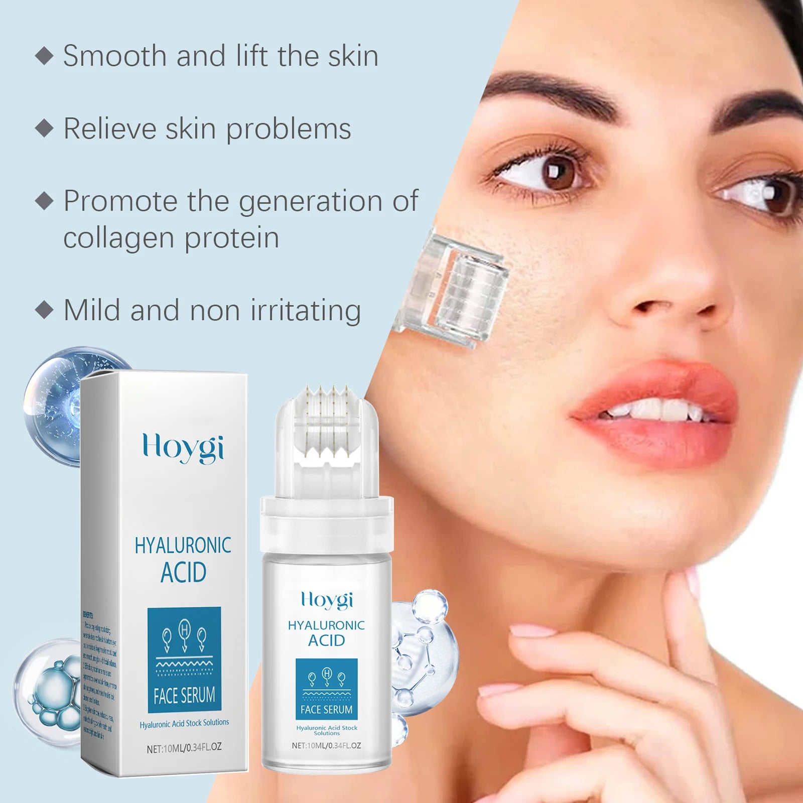 Hoygi 0.25mm Hyaluronic Acid Microneedle Roller Serum Kit Microneedle Roller Serum Zpaxo