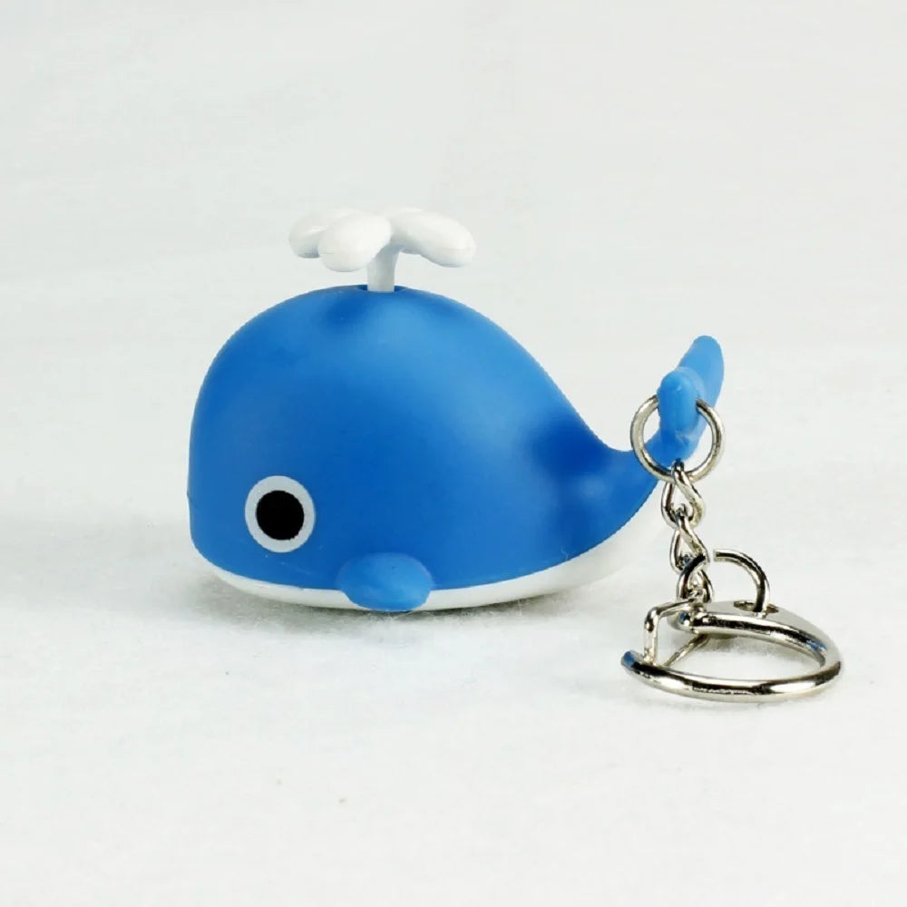 Creative Sounds Light Sea Whale Keychain with Sound Flashlight LED Whale Keyring Cartoon Luminous Animal LED Keychain Small Gift Zpaxo Blue
