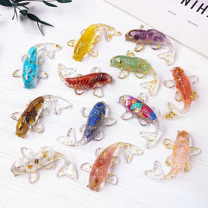Crystal Stone Gravel Lucky Koi Fish Figurine Resin Mini Quartz Fancy Zpaxo