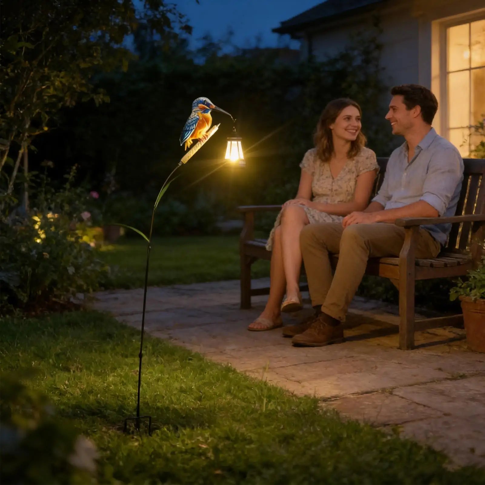 Solar Garden Statues Solar Powered Kingfisher Light Pathway Waterproof Lantern for Garden Yard Patio Backyard Porch Lawn Walkway Zpaxo