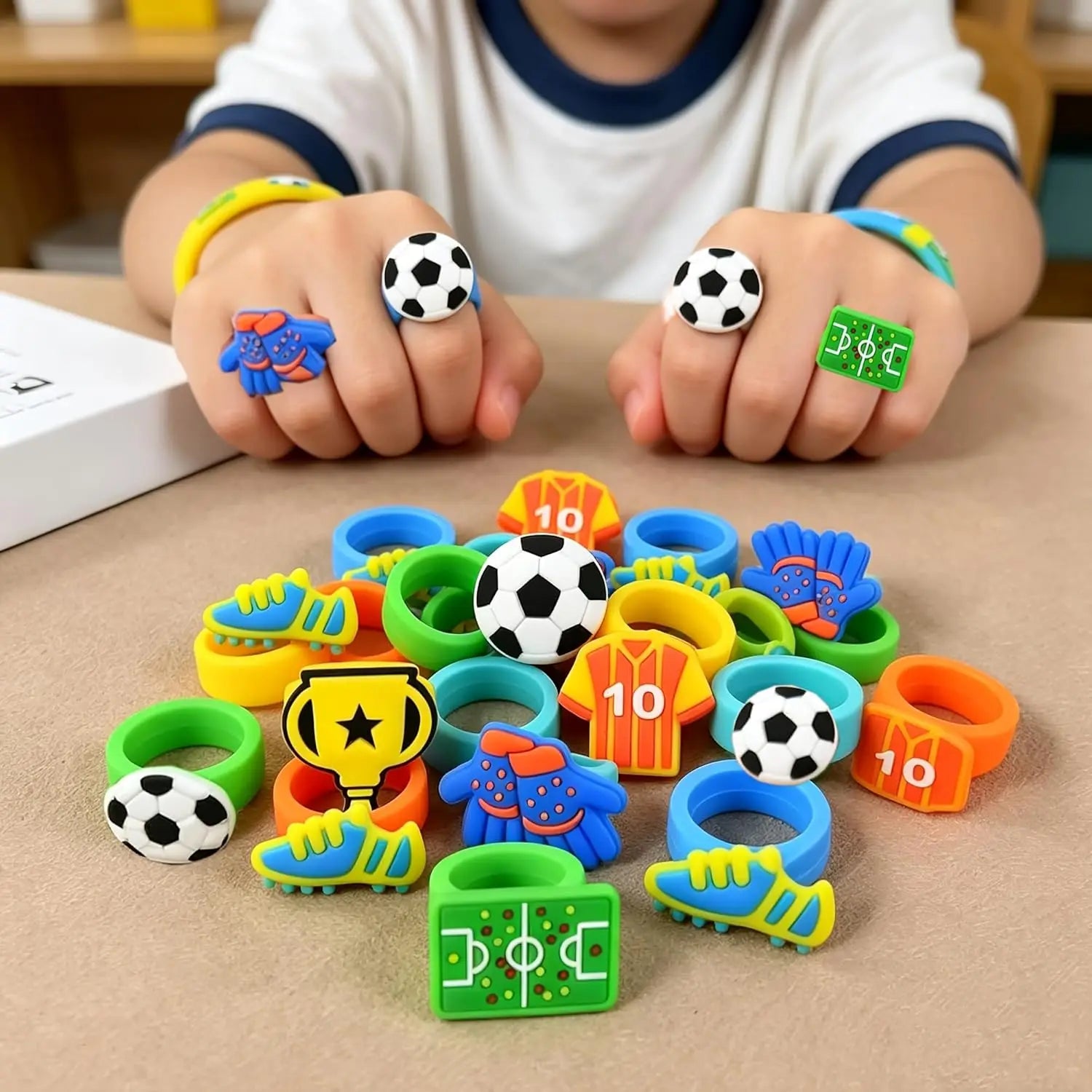 Kids Sport Soccer Silicone Finger Rings 6 Styles Football Trophy