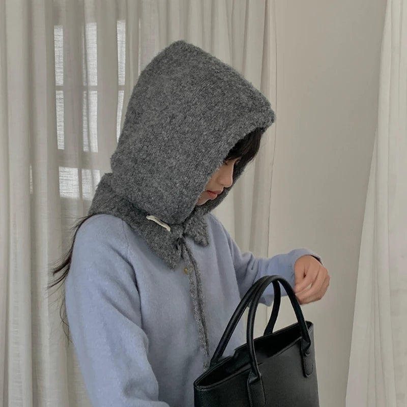 Korean Hat Scarf Women's Autumn Winter Warm Ear Protection Hooded Zpaxo