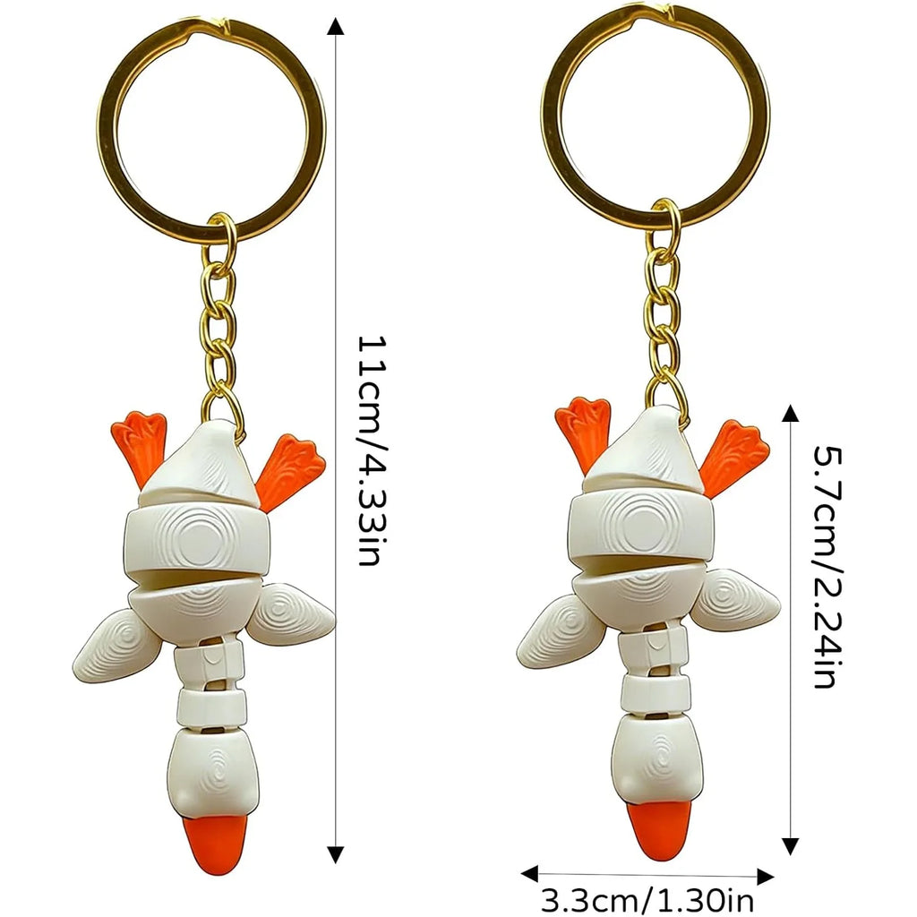 3D Printed Duck Keychains Movable Neck Mini Animals Bags Keys Desk