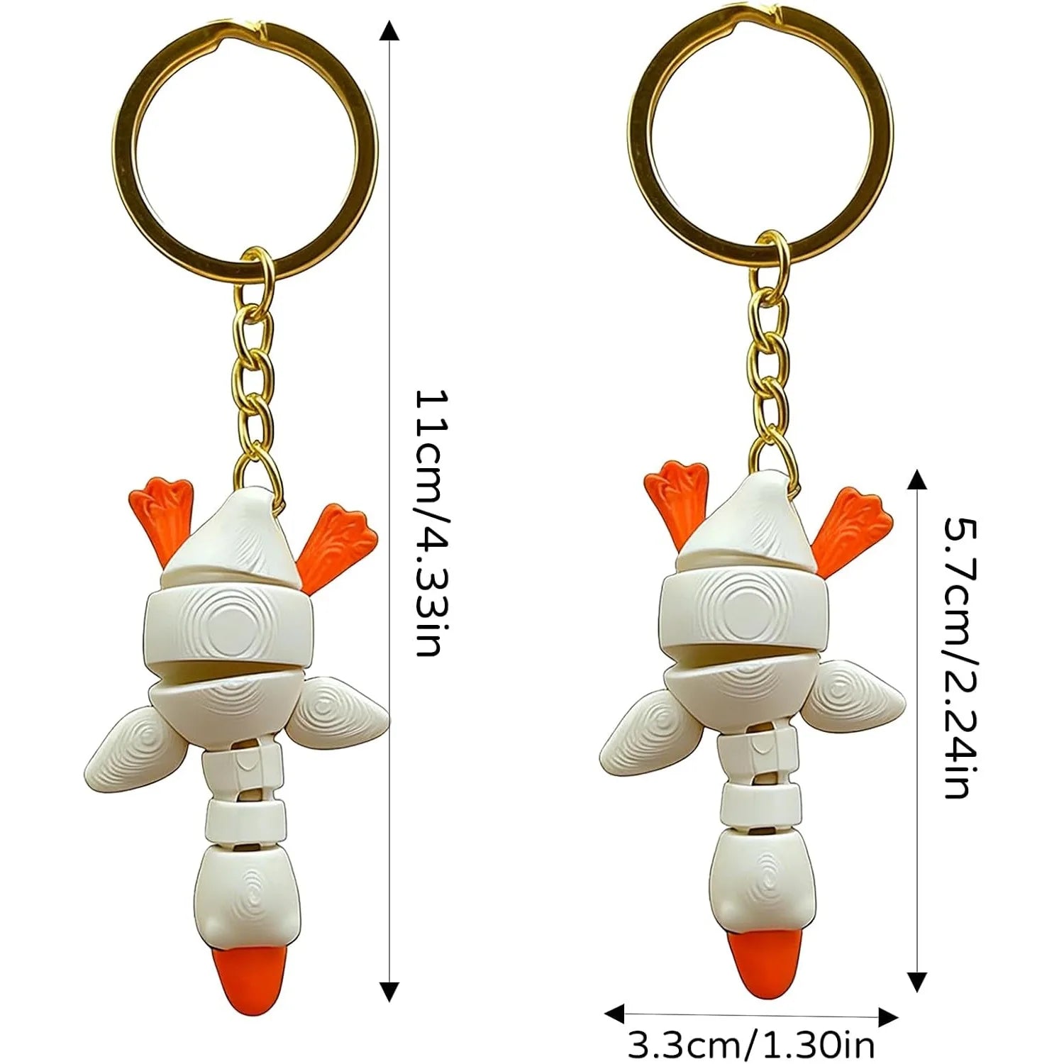 3D Printed Duck Keychains Movable Neck Mini Animals Bags Keys Desk