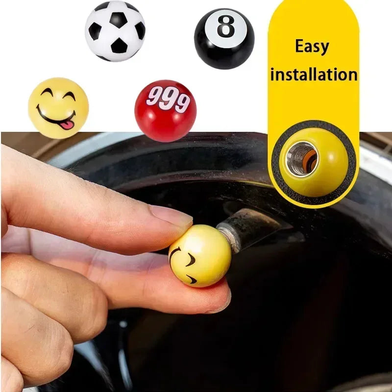 4-Pack Fun Tire Valve Stem Caps – Dustproof Car & Motorcycle