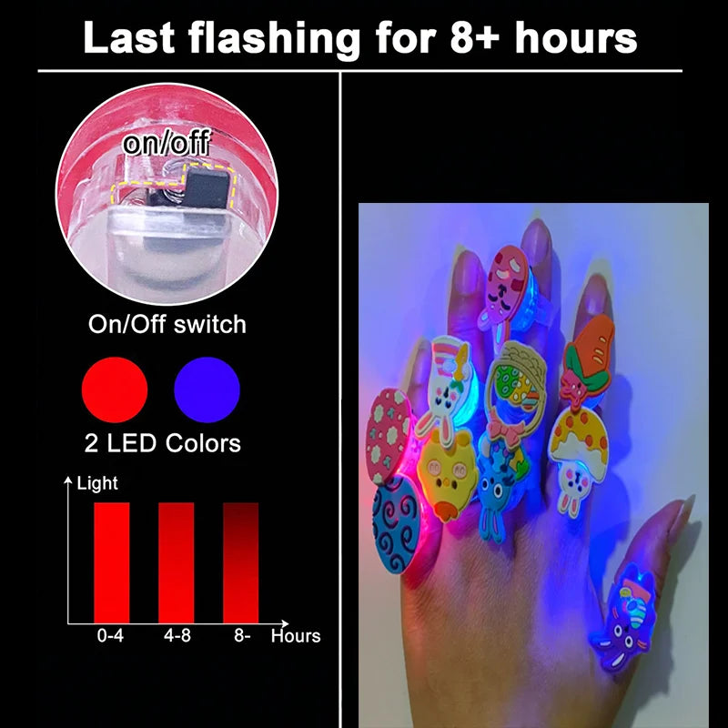 Easter LED Luminous Finger Rings Chick Rabbit Light Up Ring Toys Glow