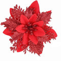 10-Pack Glitter Christmas Flower Ornaments – 14cm Snowflake Style Christmas Ornaments Zpaxo Red-10Pcs