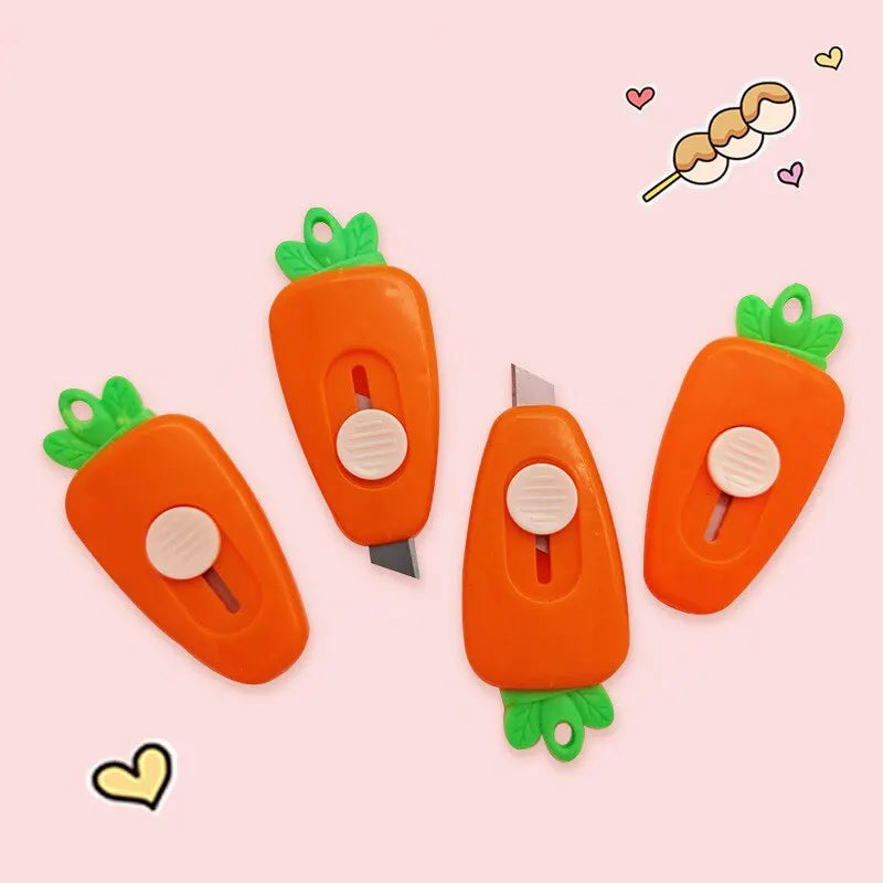 Cute Carrot Cartoon Portable Cutter Mini Utility Cutter Retractable Letter Opener Paper Cutting Tools School Office Stationeries Zpaxo