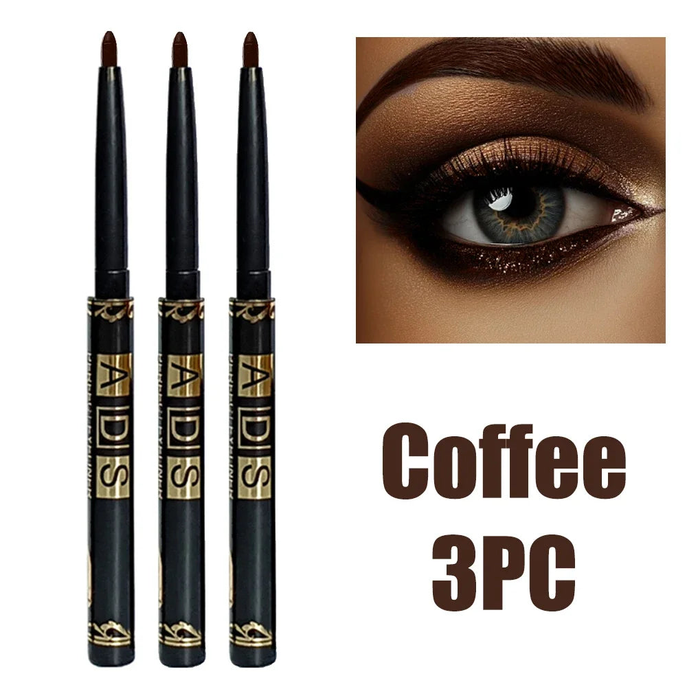 Quick-dry Eyeliner Pencil Lasting Smooth Matte Eye Liner Waterproof Zpaxo 3Pc Coffee
