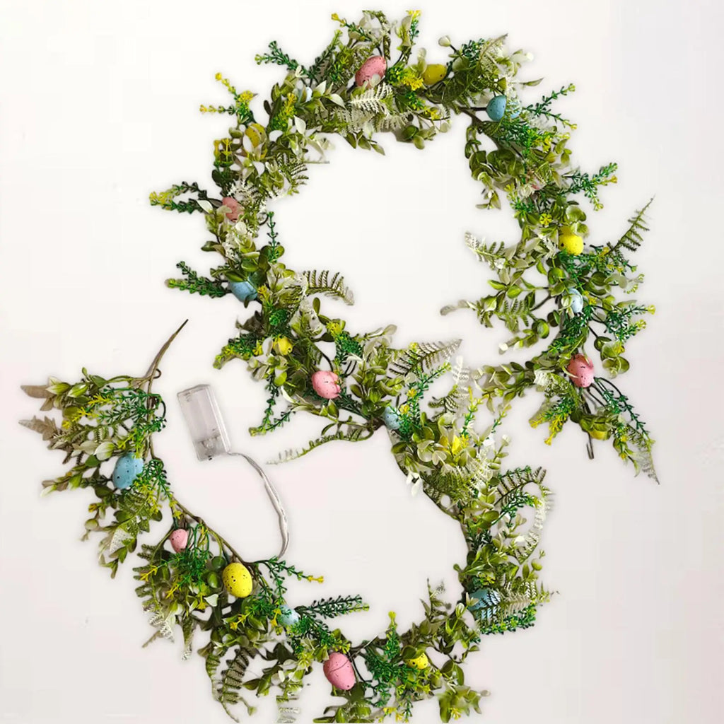 Easter Egg Garland Wreath Swag – 74.8" Green Leaves Decor Easter Garland Wreath Zpaxo