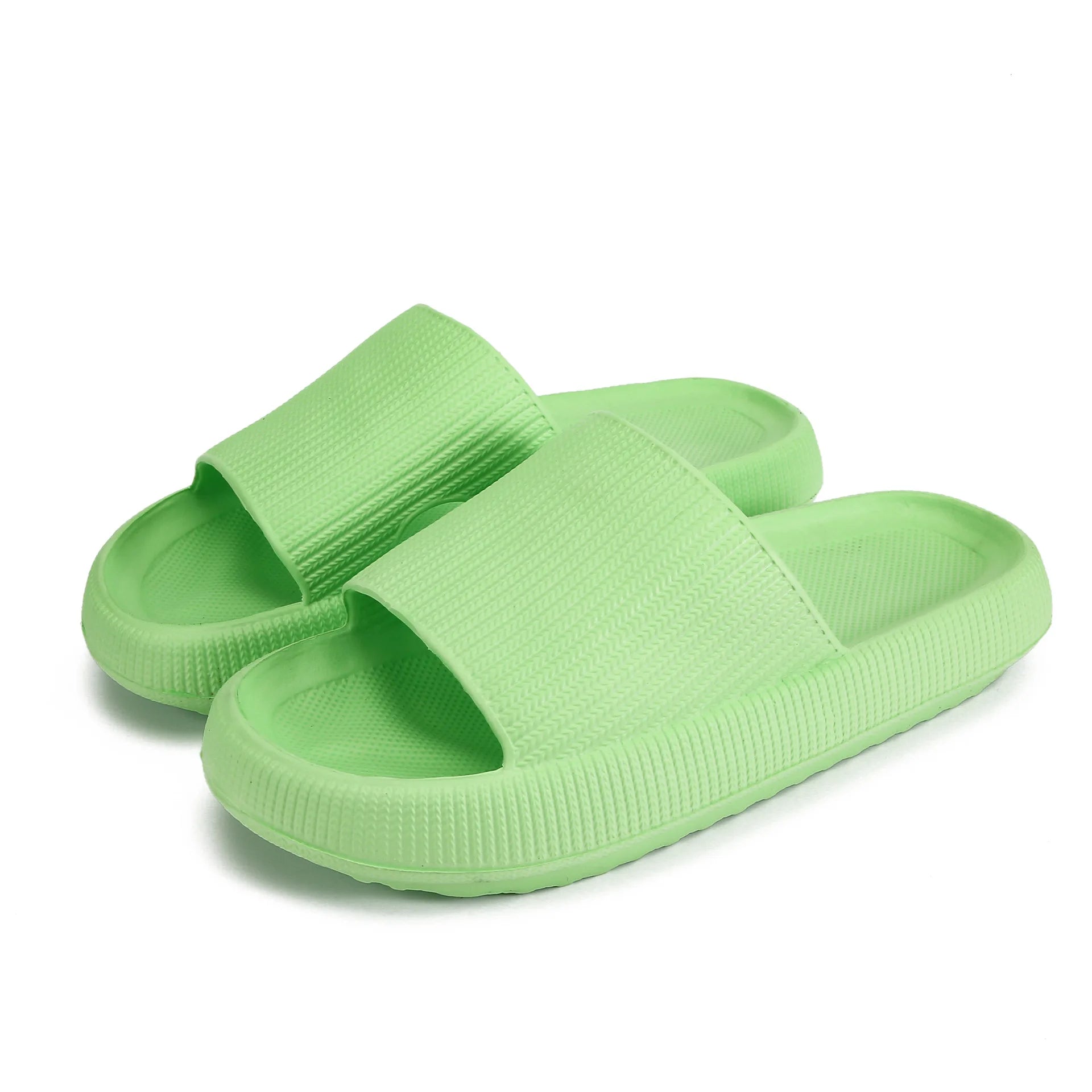 Women Thick Sole Home Slippers Heel Ladies Platform Flat Shoes Zpaxo Fluorescent green 36-37