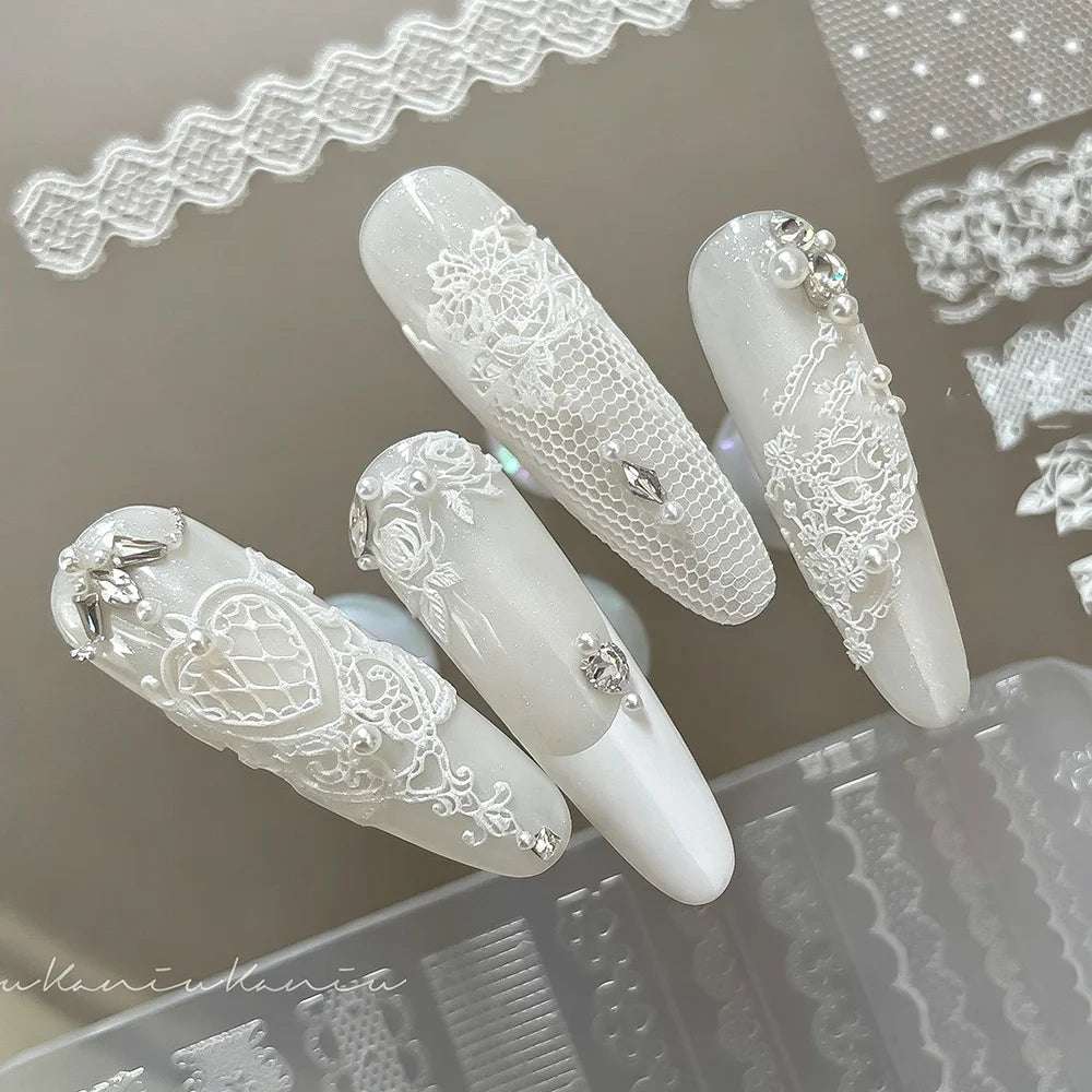 Lace Silicone Mold Nail Art Ultra-thin 3D French Rose Lattice Pattern Zpaxo