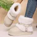 Winter Women's Solid Comfortable Thick Sole Mid Heel Snow Boots Women Zpaxo Beige 36