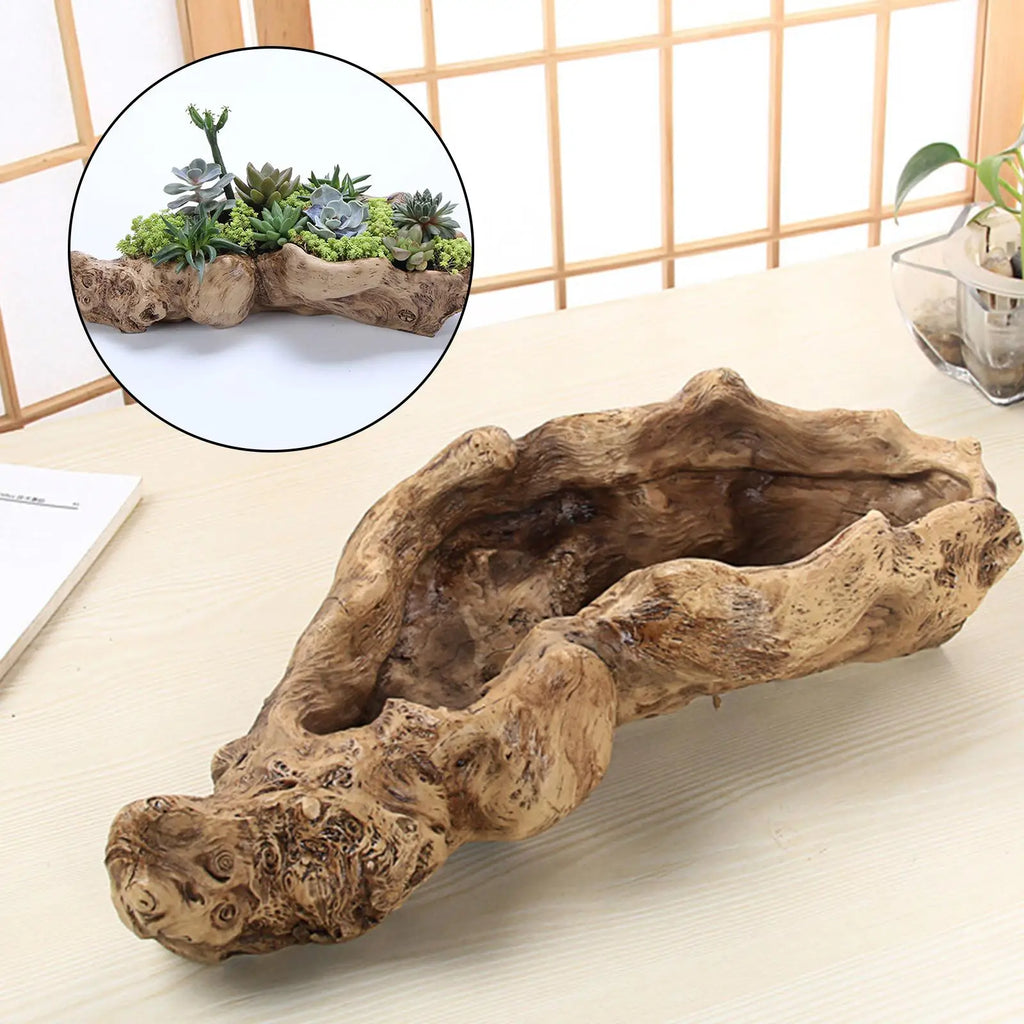 Decorative Resin Flower Pots Succulent Planters Drainage Retro Tree Zpaxo 36x12x9cm