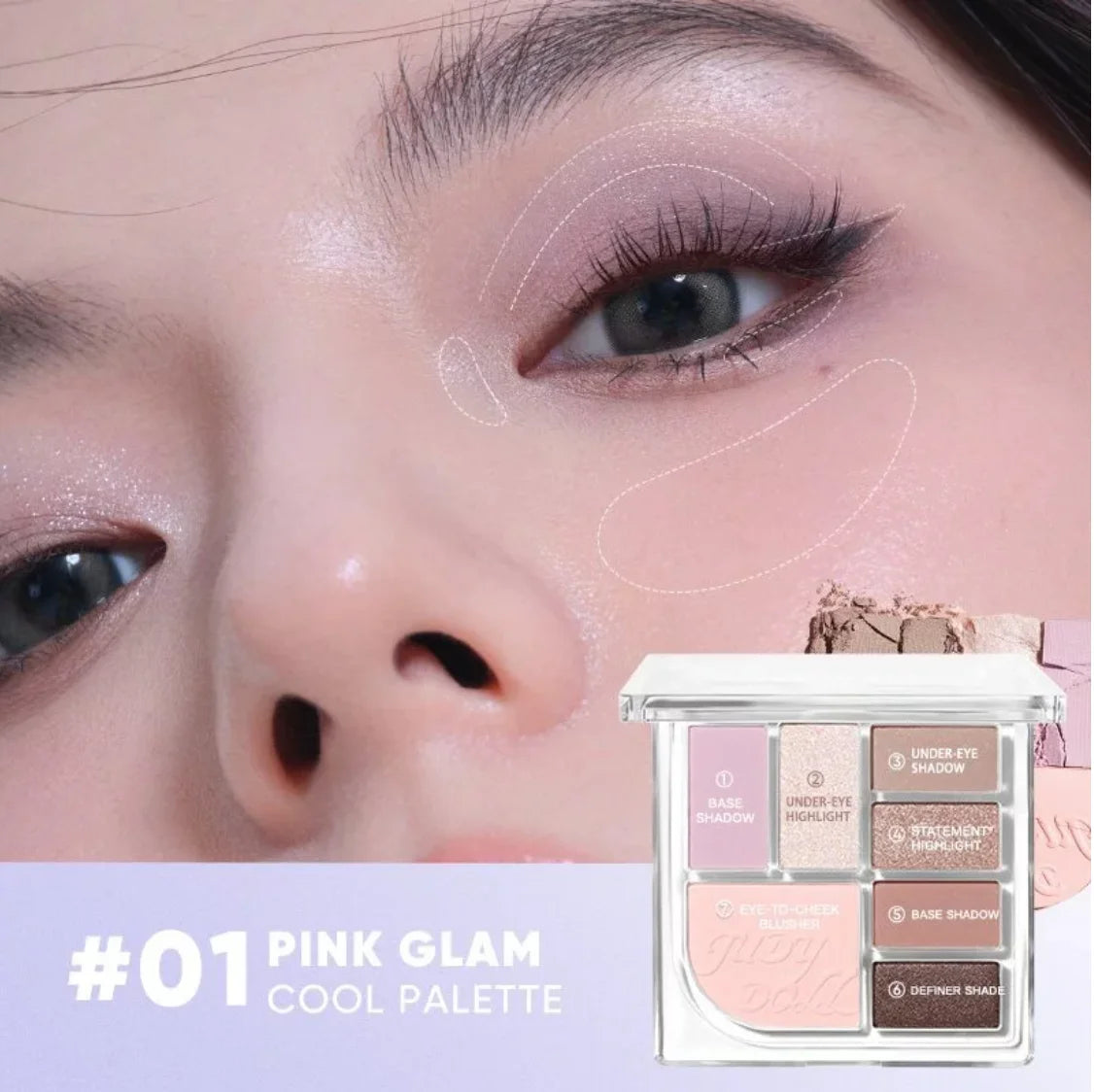 Judydoll 7-Color Palette Eyeshadow Highlight Powder Eye Long Lasting Zpaxo 01