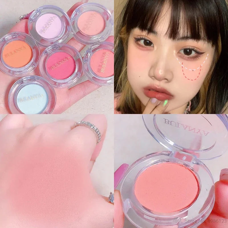 Monochrome Soft Matte Blush Highlighter Orange Peach Pink Natural Red Rouge Cheek Purple Blue Nude Makeup Face Brightening Zpaxo