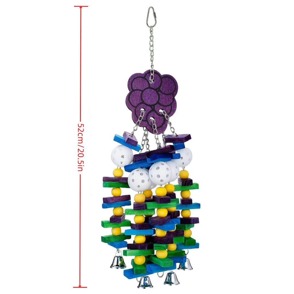 Pet Bird Chewing Toy Colorful Wooden Blocks Acrylic Beads Parrot Bite