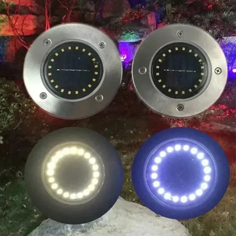 4-Pack Solar Disk Ground Lights – LED Garden Buried Lamps